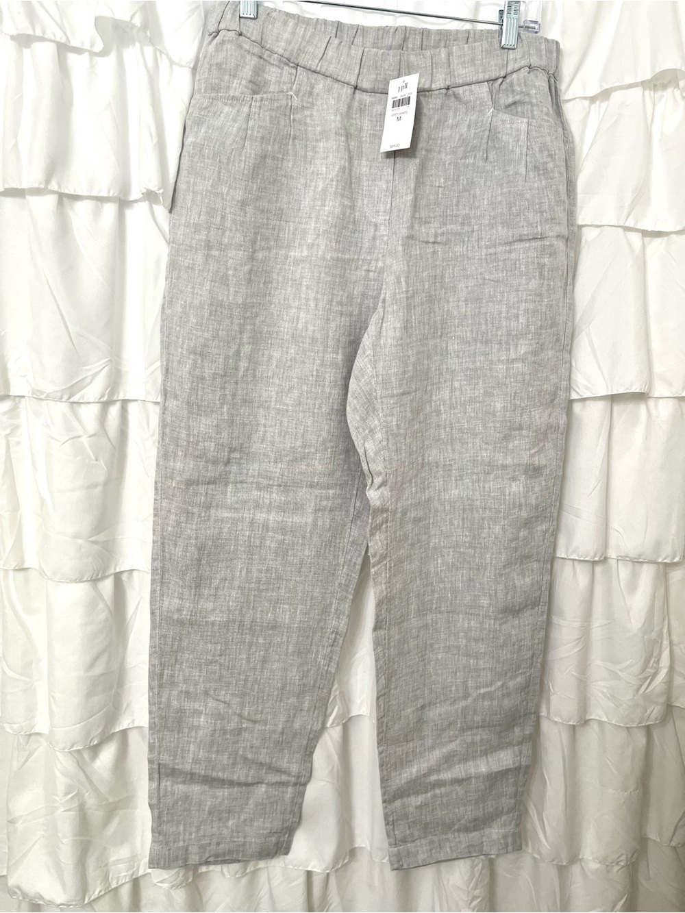 J. Jill Light Gray Linen-Blend Chinos